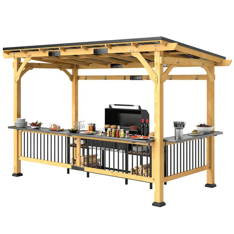 Outsunny 13' x 6' Wooden BBQ Grill Gazebo, Outdoor Hardtop Grill Gazebo with Metal Roof, 2 Bar Shelves and 6 Hooks, Natural
Outsunny 13' x 6' Wooden BBQ Grill Gazebo, Outdoor Hardtop Grill Gazebo with Metal Roof, 2 Bar Shelves and 6 Hooks, Natural