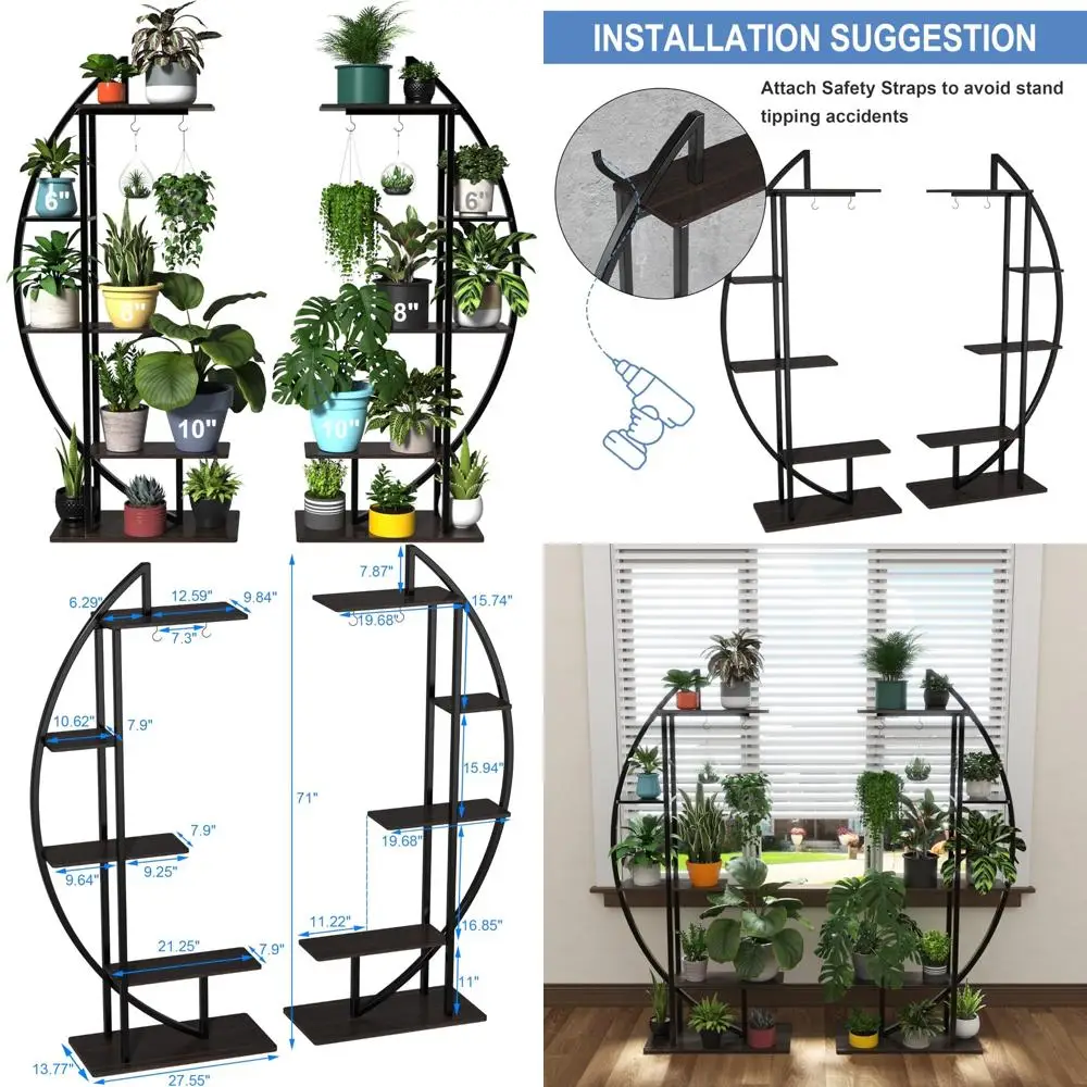 Large Metal Indoor Plant Stand with Hanging Hook, Enhanced Taller Design for More Space 
Large Metal Indoor Plant Stand with Hanging Hook, Enhanced Taller Design for More Space
