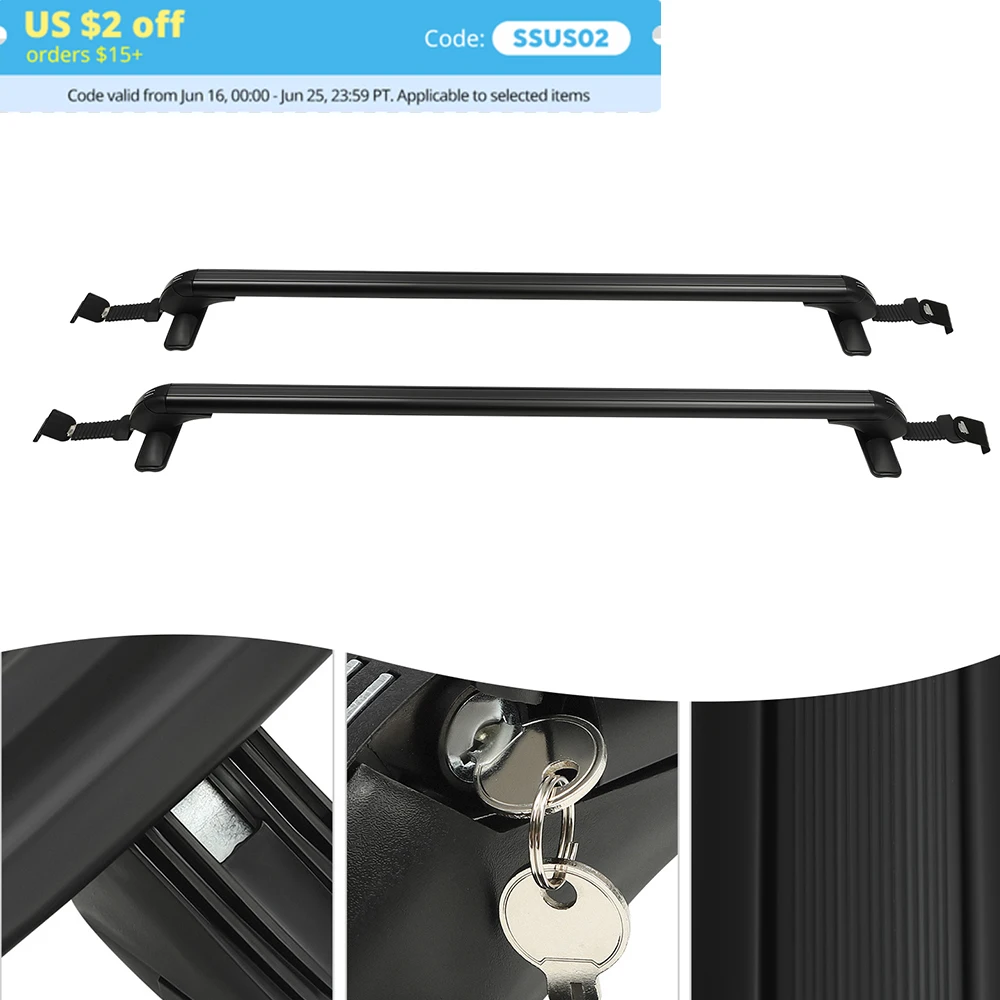 Universal Car Roof Rack Bars - No-Drill 165lbs Capacity Aluminum Luggage Rack for 4/5 Door SUVs & Sedans
Universal Car Roof Rack Bars - No-Drill 165lbs Capacity Aluminum Luggage Rack for 4/5 Door SUVs & Sedans