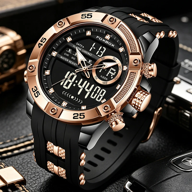 FOXBOX Mens Watches LIGE Top Brand Luxury LED Chronograph Quartz Watch For Men Fashion Silicone Waterproof Digital Wristwatch
FOXBOX Mens Watches LIGE Top Brand Luxury LED Chronograph Quartz Watch For Men Fashion Silicone Waterproof Digital Wristwatch