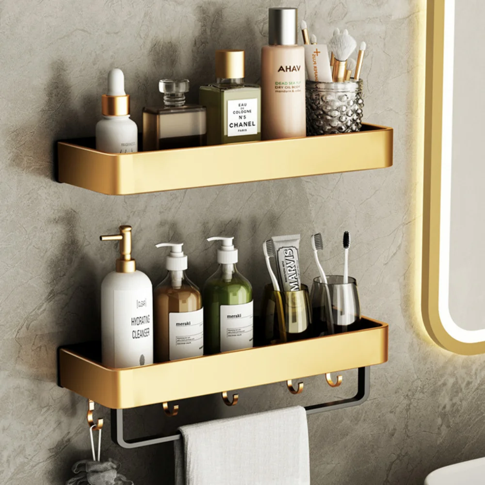 Luxury Bathroom Shelf Set Golden Punch-Free Shower Storage Organizer Rack With Towel Kitchen Rack Bathroom Accessories
Luxury Bathroom Shelf Set Golden Punch-Free Shower Storage Organizer Rack With Towel Kitchen Rack Bathroom Accessories