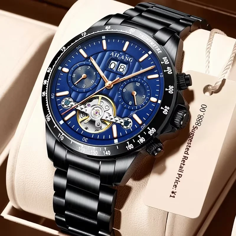 AILANG Men's Watch Fashion Moon Phase Mechanical Watch For Men Waterproof Roman Scale Hollow Flywheel Automatic Hand Clock
AILANG Men's Watch Fashion Moon Phase Mechanical Watch For Men Waterproof Roman Scale Hollow Flywheel Automatic Hand Clock