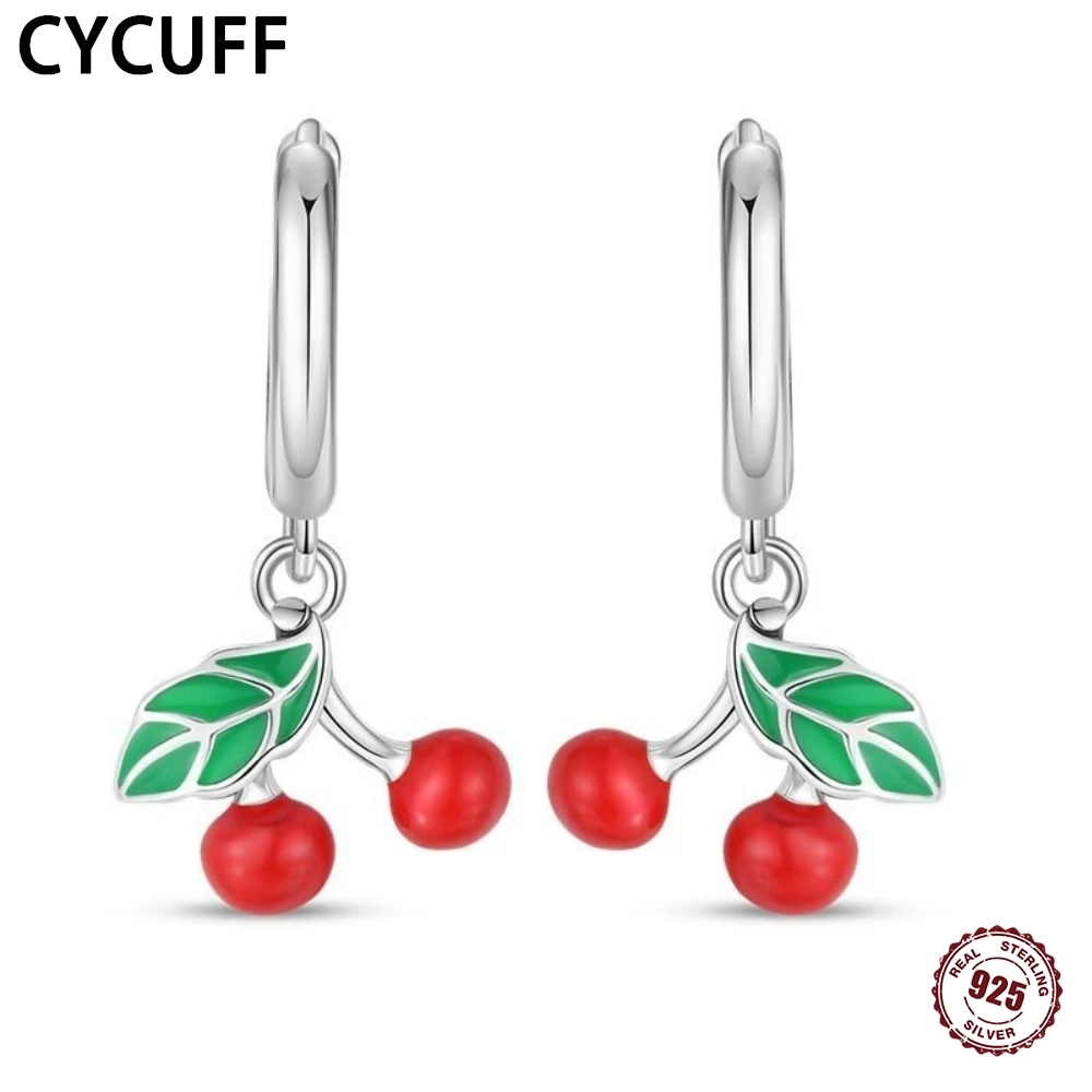 CYCUFF New 925 Sterling Silver Exquisite Fruit Cherry Earrings Women Romantic Hoop Earrings Birthday Party Gifts Trend Jewelry
CYCUFF New 925 Sterling Silver Exquisite Fruit Cherry Earrings Women Romantic Hoop Earrings Birthday Party Gifts Trend Jewelry