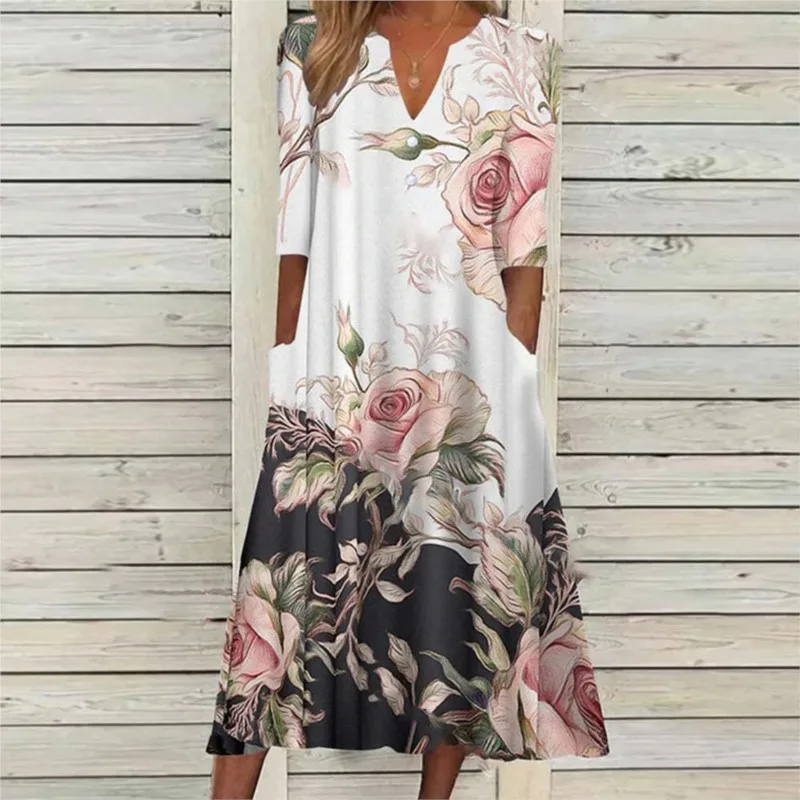 Summer Fashion Large Swing Dress V Neck Midi Sleeve Print Women's Dress Gradual Positioning Print Maxi Dress Female Clothing
Summer Fashion Large Swing Dress V Neck Midi Sleeve Print Women's Dress Gradual Positioning Print Maxi Dress Female Clothing
