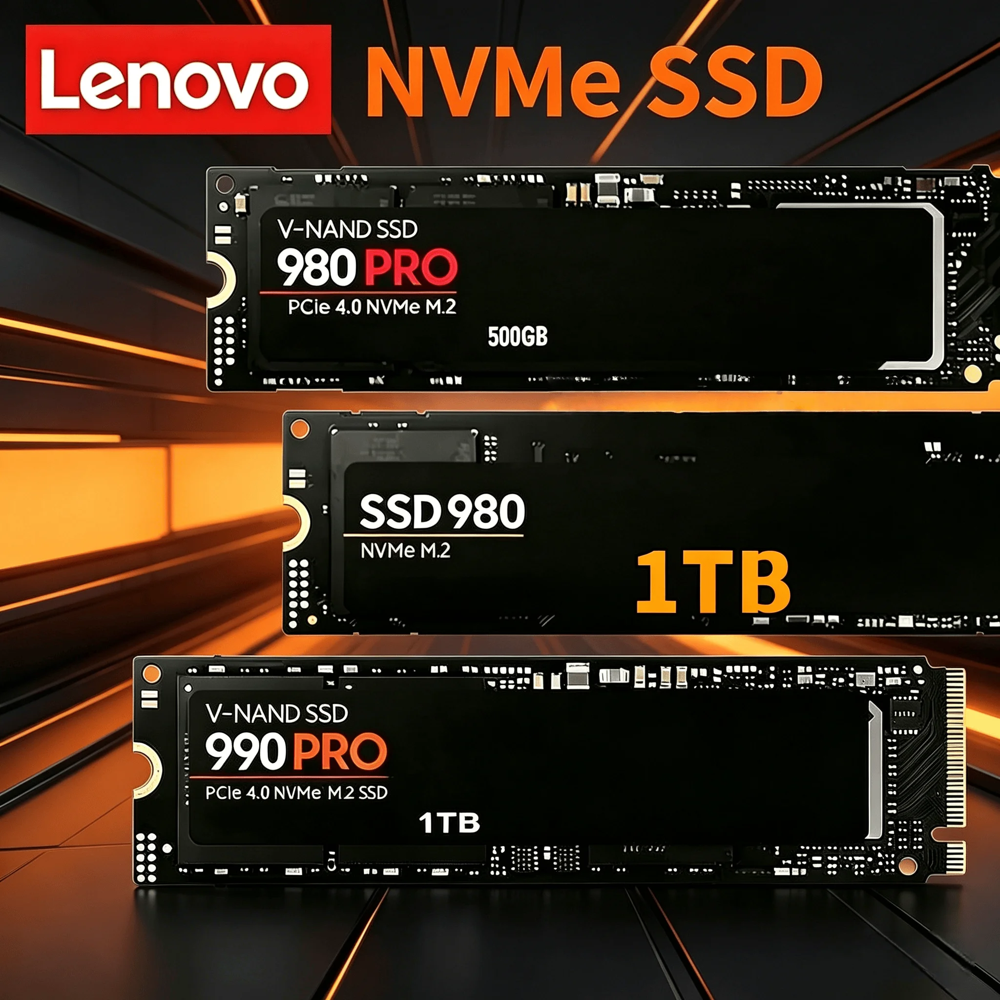 Lenovo M.2 SSD 980Pro/990Pro 1TB PCIe 4.0 NVMe Up to 7400MB/s Internal Solid State Drive for Laptop & Desktop PC
Lenovo M.2 SSD 980Pro/990Pro 1TB PCIe 4.0 NVMe Up to 7400MB/s Internal Solid State Drive for Laptop & Desktop PC
