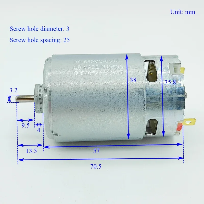 DC 12V18V20V RS-550VC-6532 Micro 550 Motor
DC 12V18V20V RS-550VC-6532 Micro 550 Motor