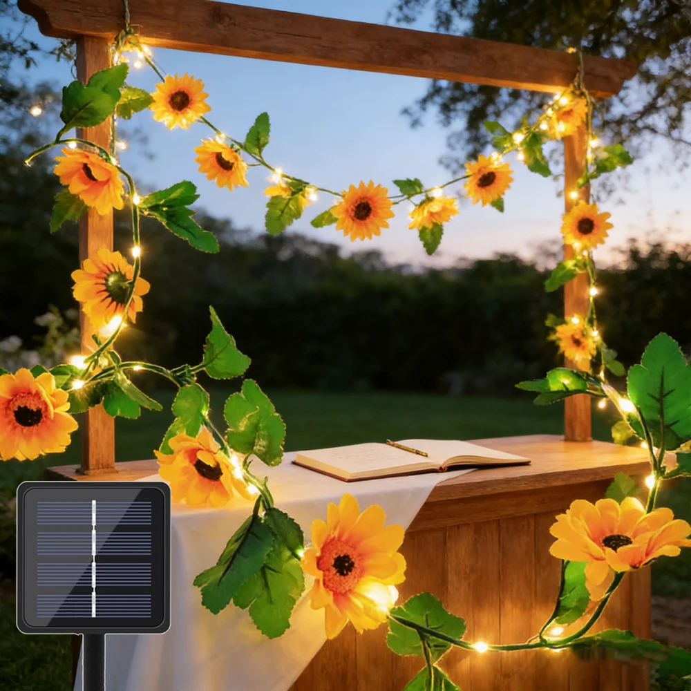 Solar Artificial Fairy String Lights Sunflower Rose String Light Garland Green Leaf Vine Light for Garden Party Wedding Decor
Solar Artificial Fairy String Lights Sunflower Rose String Light Garland Green Leaf Vine Light for Garden Party Wedding Decor