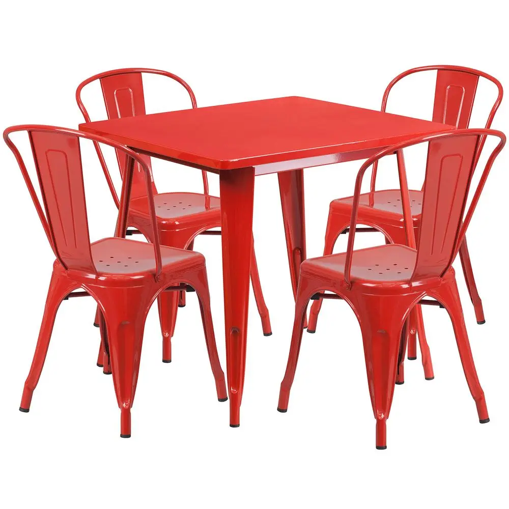 Commercial Grade 31.5 Square Red Metal IndoorOutdoor Table Set4 Stack Chairs
Commercial Grade 31.5 Square Red Metal IndoorOutdoor Table Set4 Stack Chairs