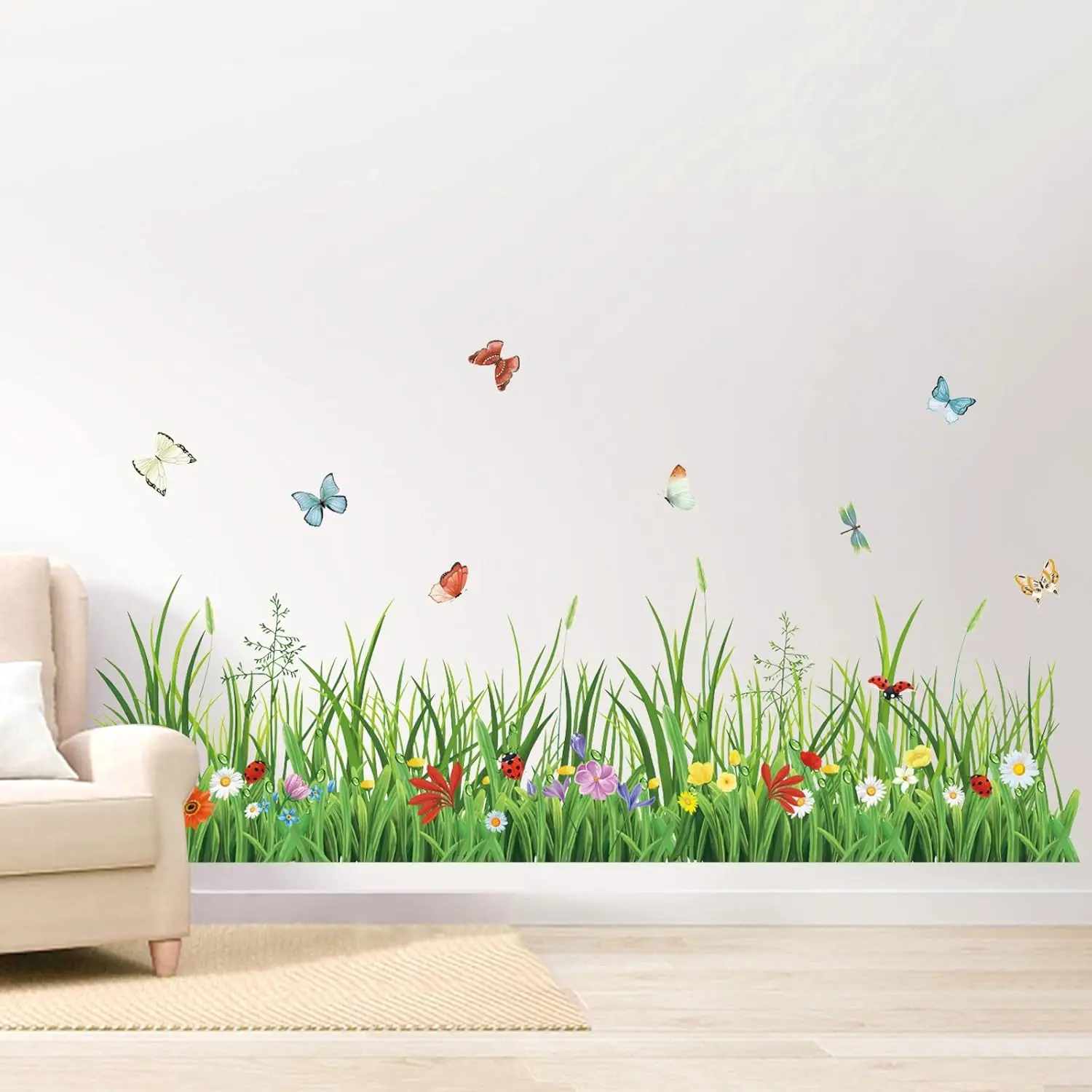 Green Grass Wall Corner Stickers with Flowers Butterflies for Bedroom Living Room Decoration (52 inches Wide)
Green Grass Wall Corner Stickers with Flowers Butterflies for Bedroom Living Room Decoration (52 inches Wide)