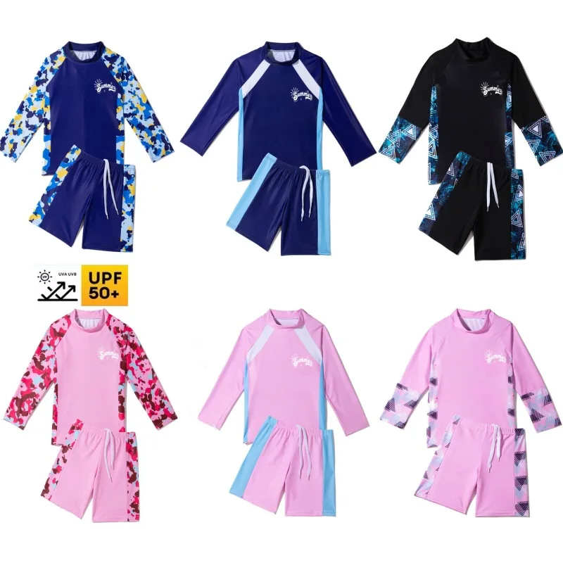 Student Children's Two Pieces Swimsuit Teenage Boys Girls Long Sleeve Top and Shorts Swim Suit Quick Drying Swimwear Surf Suit
Student Children's Two Pieces Swimsuit Teenage Boys Girls Long Sleeve Top and Shorts Swim Suit Quick Drying Swimwear Surf Suit