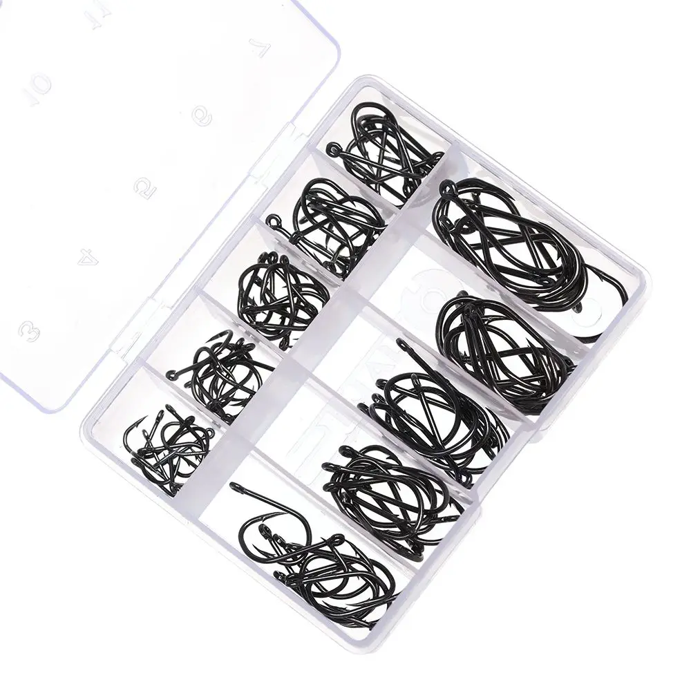 100Pcs 1 Box Sharp Carbon Steel 10 Sizes Fishing Hooks Fish Bait Durable Head Fishook
100Pcs 1 Box Sharp Carbon Steel 10 Sizes Fishing Hooks Fish Bait Durable Head Fishook