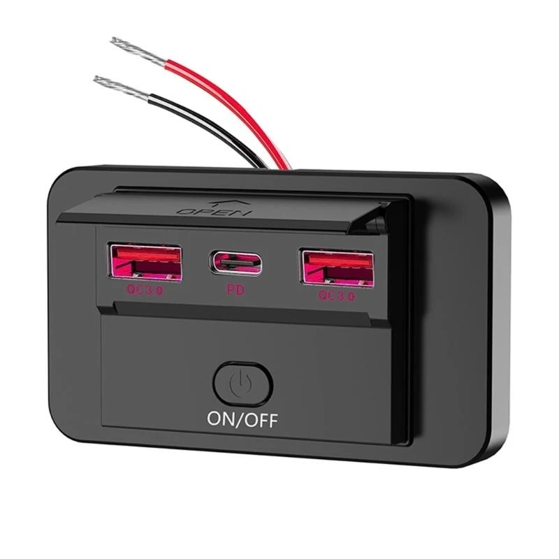 12V-24V Adapter Charging Socket with Double QC3.0 USB & PD3.0 Type C Outlets, Waterproof for Marine Automotive
12V-24V Adapter Charging Socket with Double QC3.0 USB & PD3.0 Type C Outlets, Waterproof for Marine Automotive