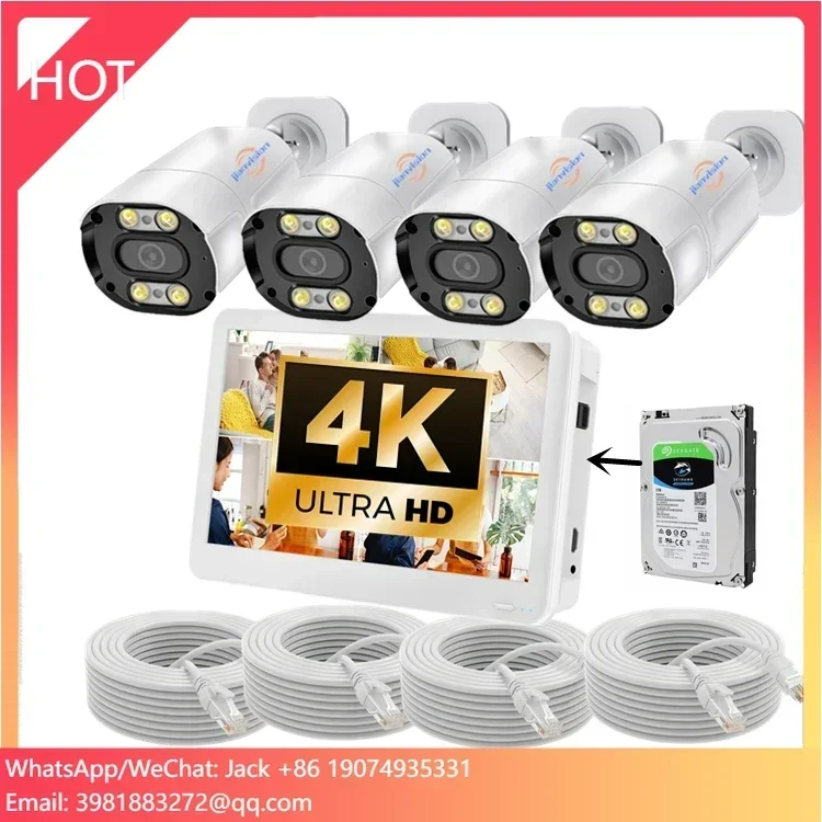 Jianvision 4K 8MP IP Camera System 4Channels Outdoor Application with 12inches Display NVR and Hard Drive Disk
Jianvision 4K 8MP IP Camera System 4Channels Outdoor Application with 12inches Display NVR and Hard Drive Disk