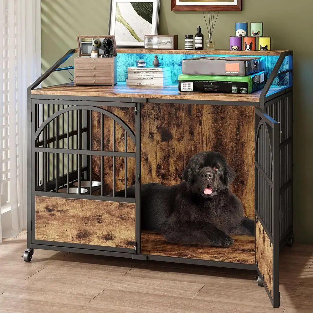 Прочная мебель-клетка для собак с 3 дверями, вольер для собак с поворотом на 360 градусов ° Миски из нержавеющей стали, колеса с фиксатором, деревянная подставка для собачьей клетки
Прочная мебель-клетка для собак с 3 дверями, вольер для собак с поворотом на 360 градусов ° Миски из нержавеющей стали, колеса с фиксатором, деревянная подставка для собачьей клетки