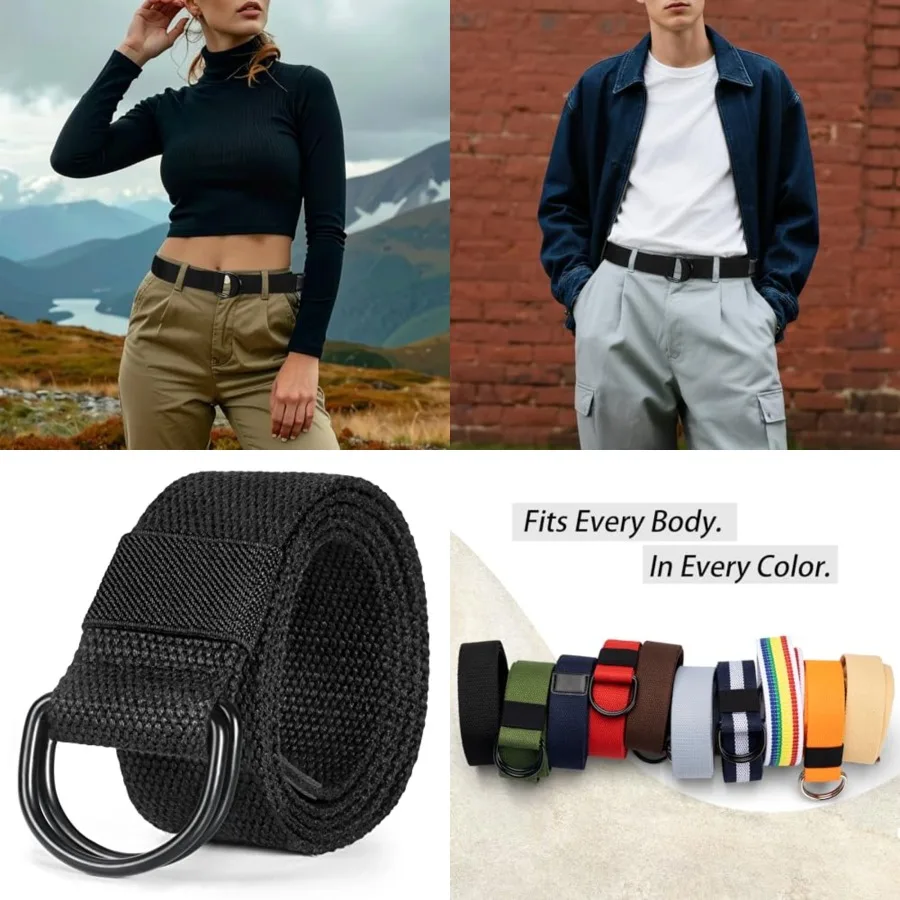 Mens & Womens Canvas Belt with Black D-ring Buckle 1 1/2" Wide Solid Color Fabric Belt for Men,waist size 31-35"
Mens & Womens Canvas Belt with Black D-ring Buckle 1 1/2" Wide Solid Color Fabric Belt for Men,waist size 31-35"