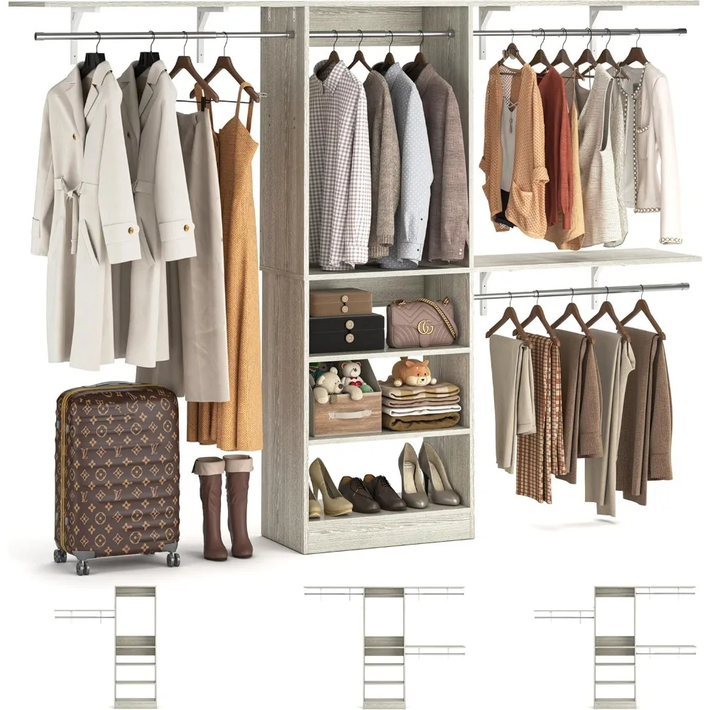 8FT Closet System with Shelves, 96'' Closet Organizer System with 3 Hanging Rods, Wall Mount Bedroom Wardrobe Walk-in Closet
8FT Closet System with Shelves, 96'' Closet Organizer System with 3 Hanging Rods, Wall Mount Bedroom Wardrobe Walk-in Closet