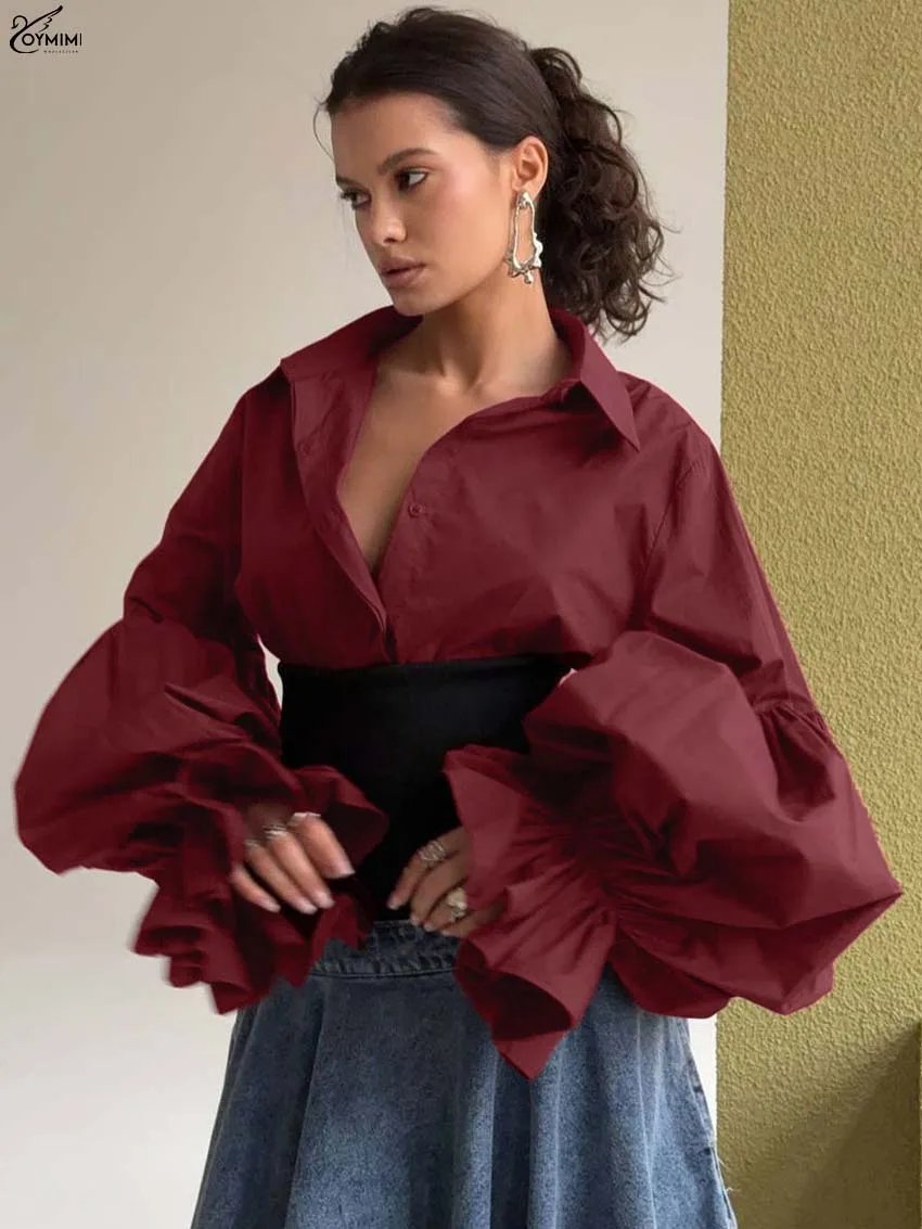 Oymimi Fashion Red Cotton Women's Shirt Elegant Turn-Down Collar Puff Sleeve Shirts Casual Single Breasted Loose Shirts Female
Oymimi Fashion Red Cotton Women's Shirt Elegant Turn-Down Collar Puff Sleeve Shirts Casual Single Breasted Loose Shirts Female