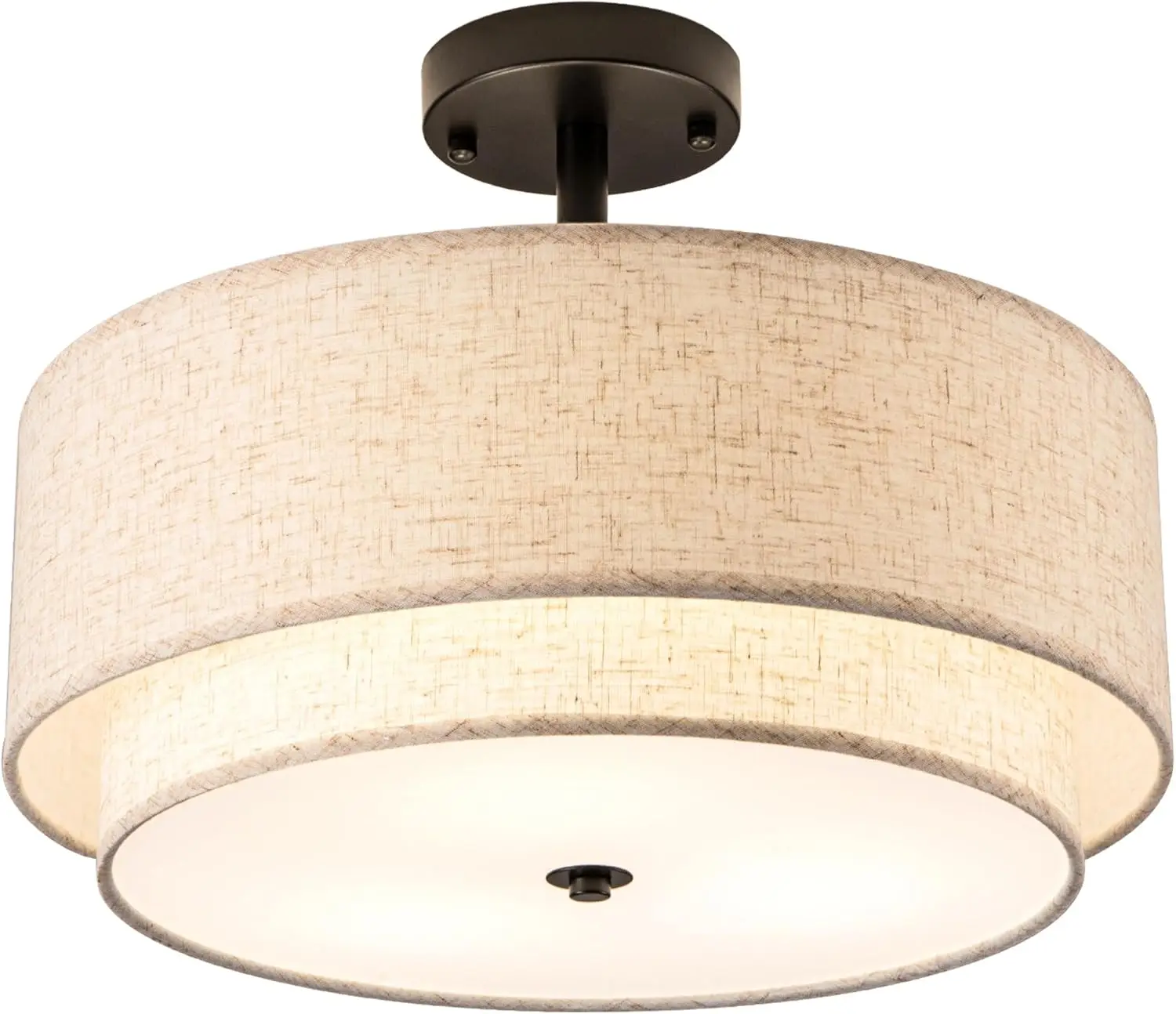 16 inch 3-Light Drum Semi Flush Mount Ceiling Light, Black Fabric Shade for Bedroom Hallway Kitchen
16 inch 3-Light Drum Semi Flush Mount Ceiling Light, Black Fabric Shade for Bedroom Hallway Kitchen