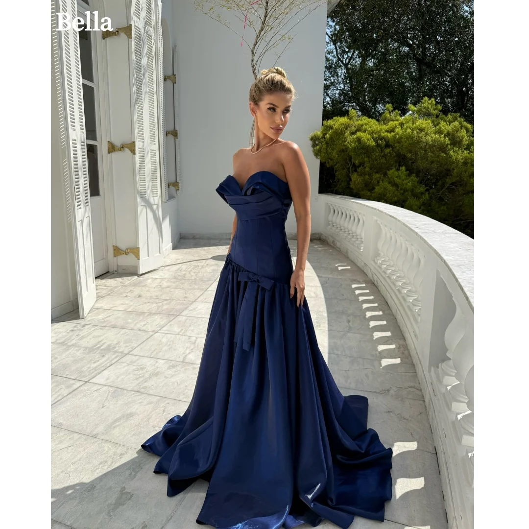 Bella Customized Blue Bow Robes De Soirée Waist Cinching Strapless Party Dresses Backless Floor Length Evening Prom Dress 2026
Bella Customized Blue Bow Robes De Soirée Waist Cinching Strapless Party Dresses Backless Floor Length Evening Prom Dress 2026