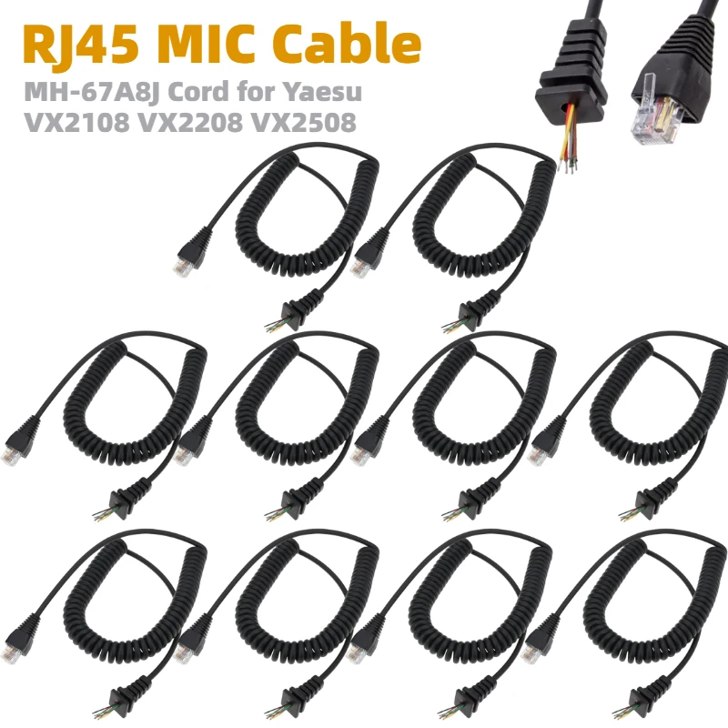 10pcs RJ45 8 Pin Replacement Speaker Mic Microphone Cable MH-67A8J Cord for Yaesu VX-2208/VX2108/VX2508 VXD-7200 Car Radio
10pcs RJ45 8 Pin Replacement Speaker Mic Microphone Cable MH-67A8J Cord for Yaesu VX-2208/VX2108/VX2508 VXD-7200 Car Radio