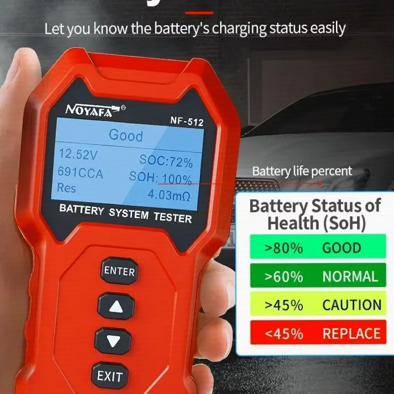 12V 24V car battery diagnostic scanner with clear LCD screen, crank charge test function for all vehicle lithium battery NF-512
12V 24V car battery diagnostic scanner with clear LCD screen, crank charge test function for all vehicle lithium battery NF-512