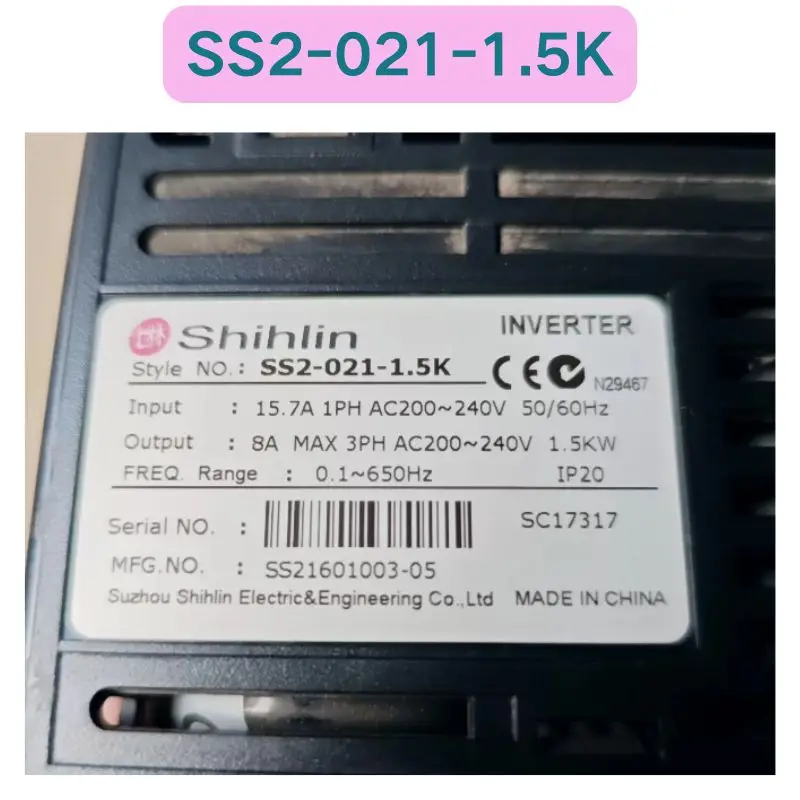Second-hand SS2-021-1.5K inverter Functional test OK Fast delivery
Second-hand SS2-021-1.5K inverter Functional test OK Fast delivery