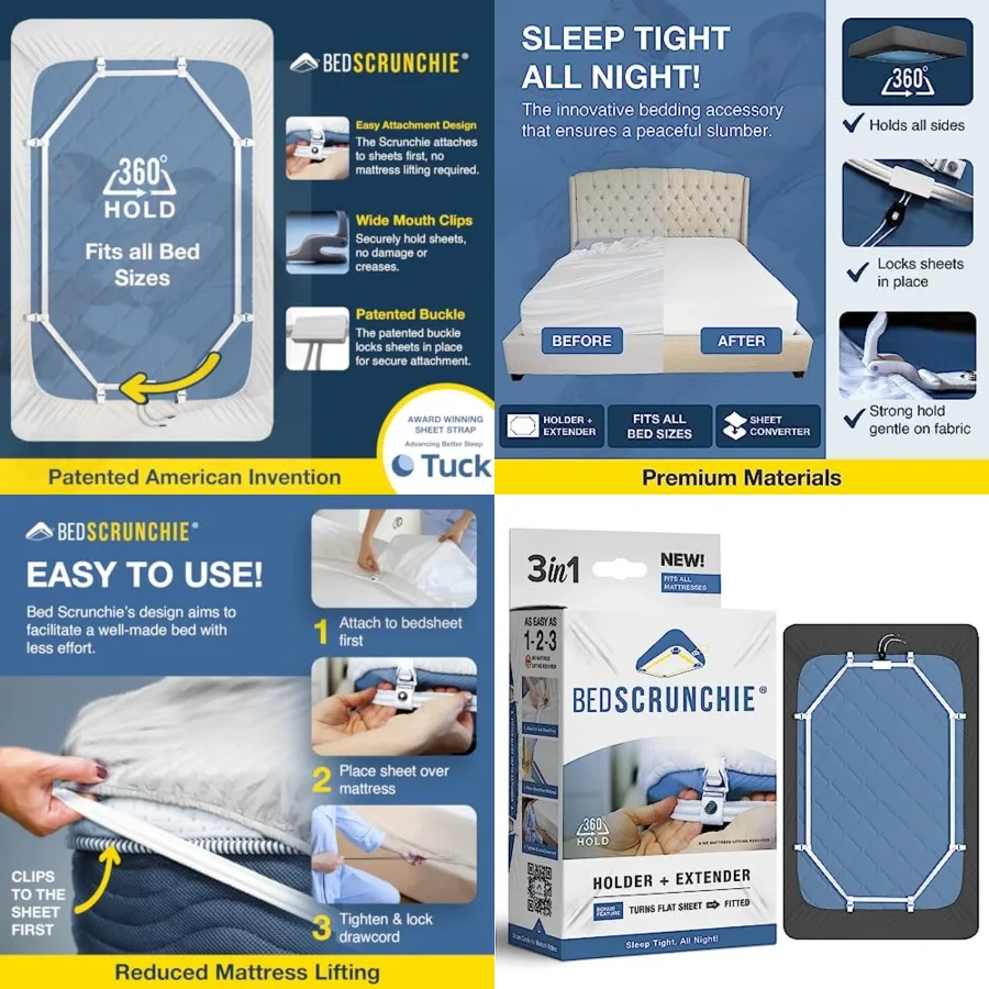 Sheet Holder Straps - Heavy Duty Gripper Clips - Strengthened Parachute Cord - 360 Degree Bed Sheet Tightener - Strongest and E
Sheet Holder Straps - Heavy Duty Gripper Clips - Strengthened Parachute Cord - 360 Degree Bed Sheet Tightener - Strongest and E