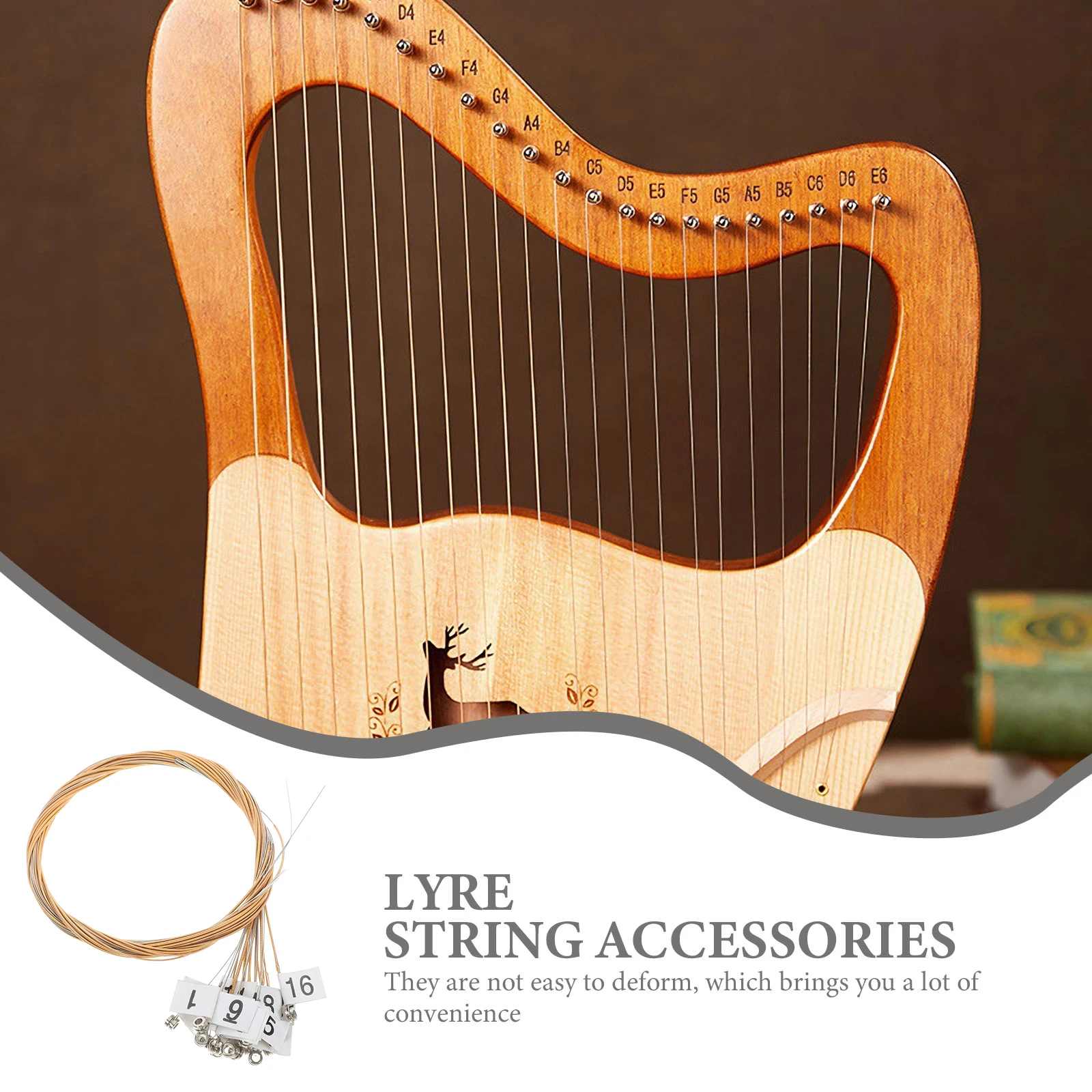 21 Lyre Strings Brass Instrument Accessories Harp Stringed Musical Fittings Practical Replacement Parts Lyre Kit
21 Lyre Strings Brass Instrument Accessories Harp Stringed Musical Fittings Practical Replacement Parts Lyre Kit