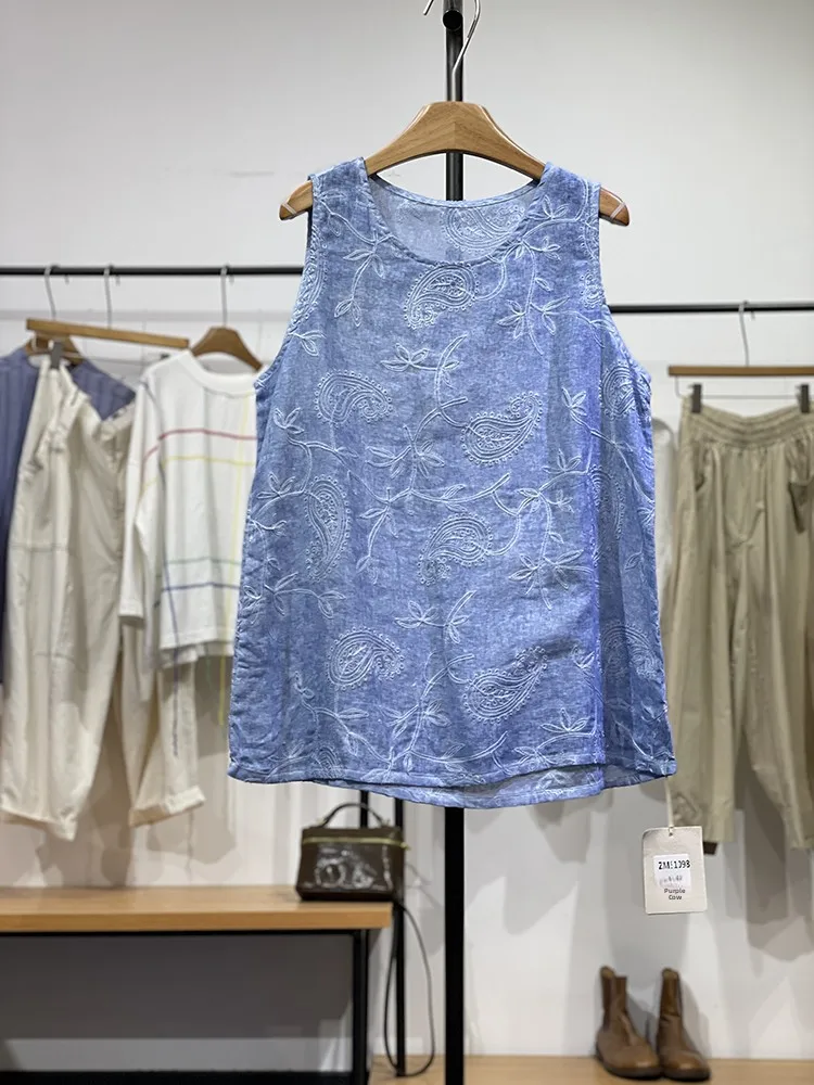 Svanca Summer New Ethnic Sle Loose round Ne Embroidered Linen Vest Heavy Work Artistic Wildly Versatile Women's Tank Top
Svanca Summer New Ethnic Sle Loose round Ne Embroidered Linen Vest Heavy Work Artistic Wildly Versatile Women's Tank Top