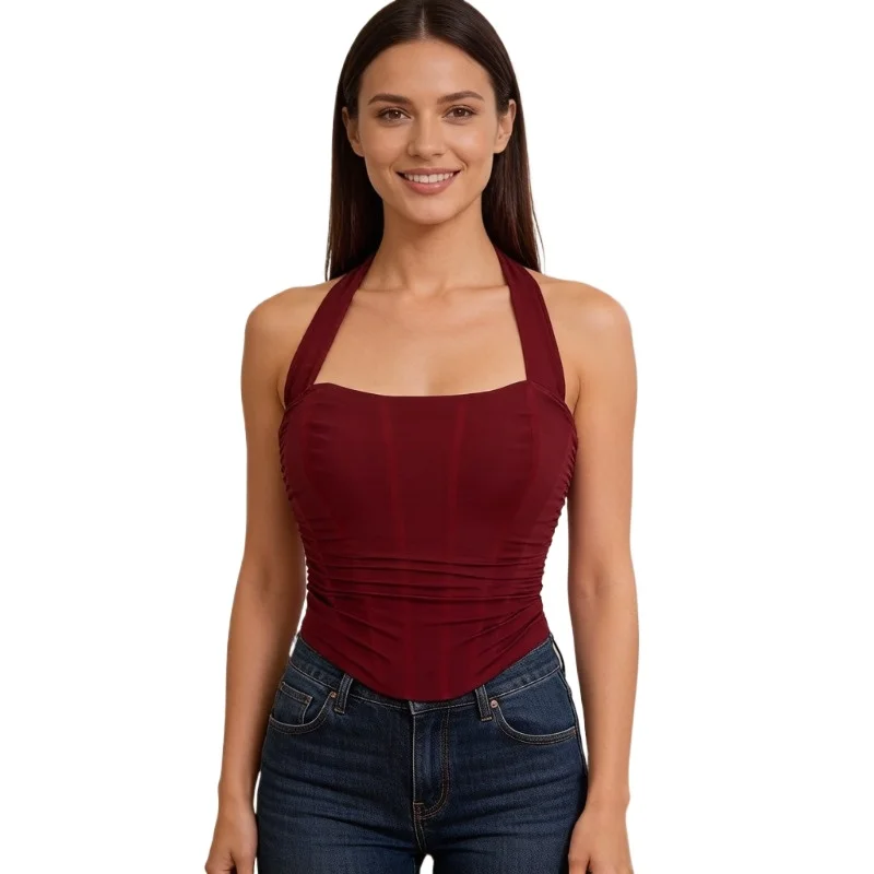 Women Solid Brown Mesh Corset Top Wide Spaghetti Straps Sweetheart Pointed Hem Waist Cincher Bustier
Women Solid Brown Mesh Corset Top Wide Spaghetti Straps Sweetheart Pointed Hem Waist Cincher Bustier