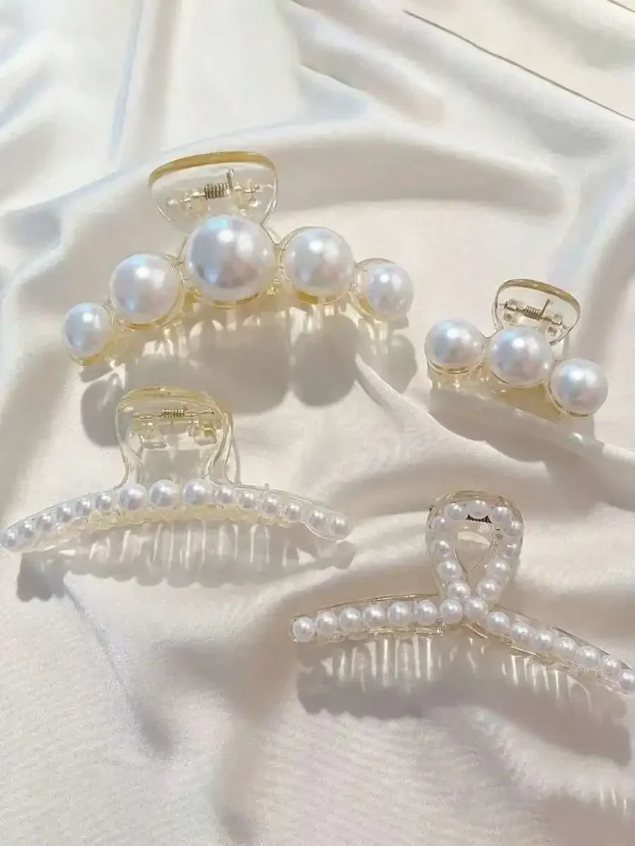 4pcs Elegant Faux Pearl Hair Claw Clips Set Non-Slip Plastic Jaw Clips For Women White Accessories
4pcs Elegant Faux Pearl Hair Claw Clips Set Non-Slip Plastic Jaw Clips For Women White Accessories