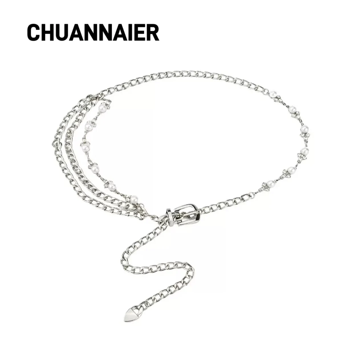 Luxury high-end sense needle buckle pearl crystal braided metal waist chain for men and women hip hop fashion dress accessories 
Luxury high-end sense needle buckle pearl crystal braided metal waist chain for men and women hip hop fashion dress accessories