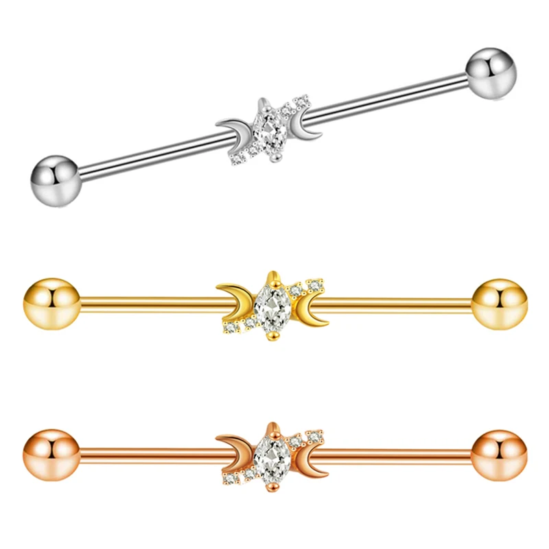Wholesales Star Moon Industrial Barbell For Women 38mm 1/2 inch 14g Long industrial Earrings Stud Conch Helix Barbell body jewel
Wholesales Star Moon Industrial Barbell For Women 38mm 1/2 inch 14g Long industrial Earrings Stud Conch Helix Barbell body jewel