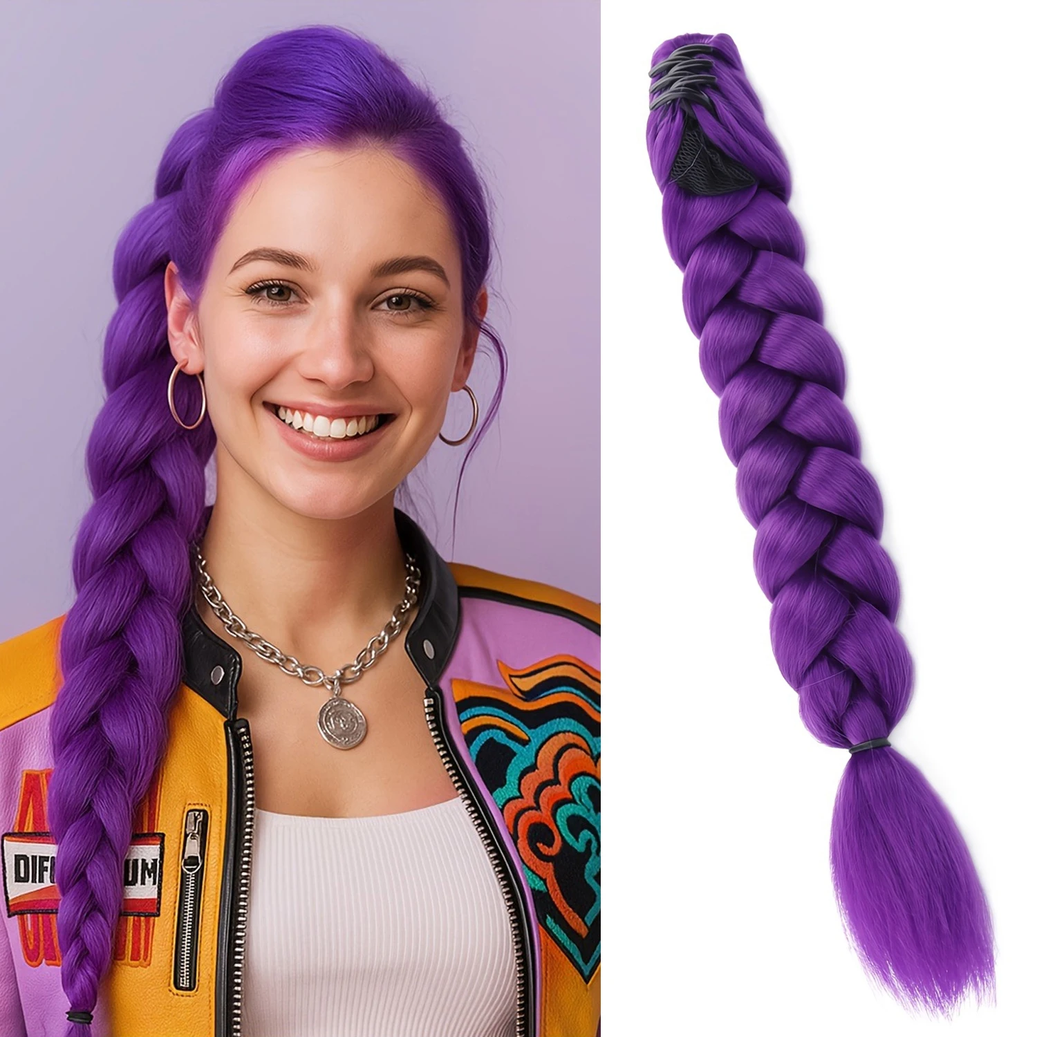 Synthetic Claw Clip Braided Ponytail Purple Hair Extensions Ponytail Extension For Women Heat Resistant Fiber
Synthetic Claw Clip Braided Ponytail Purple Hair Extensions Ponytail Extension For Women Heat Resistant Fiber