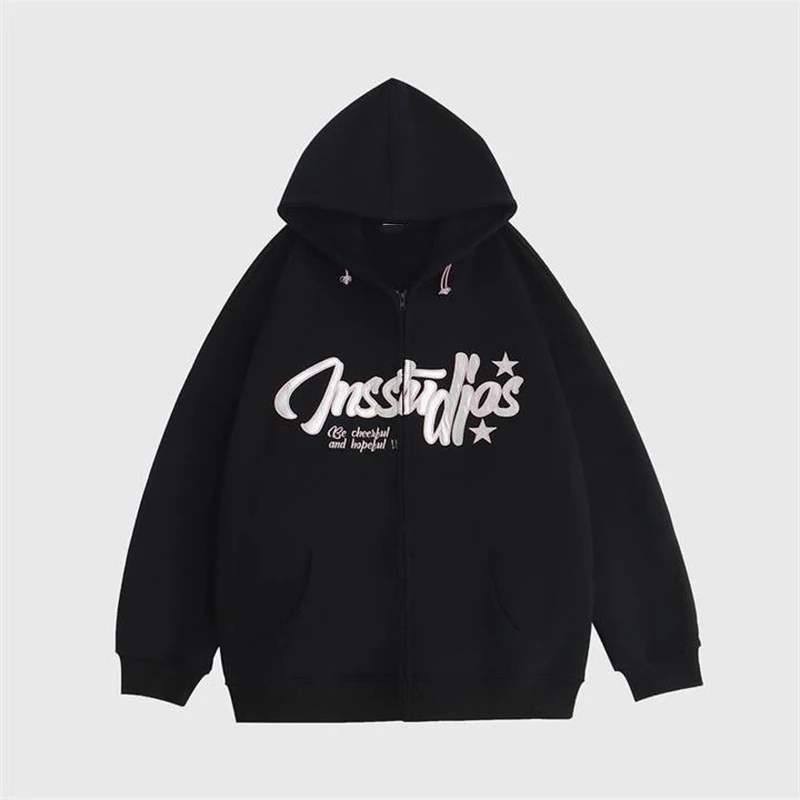 American Traf High Street Letter Printed Hooded Cardigan Men's and Women's Autumn/Winter Vintage Loose Zipper Coat Sweater
American Traf High Street Letter Printed Hooded Cardigan Men's and Women's Autumn/Winter Vintage Loose Zipper Coat Sweater