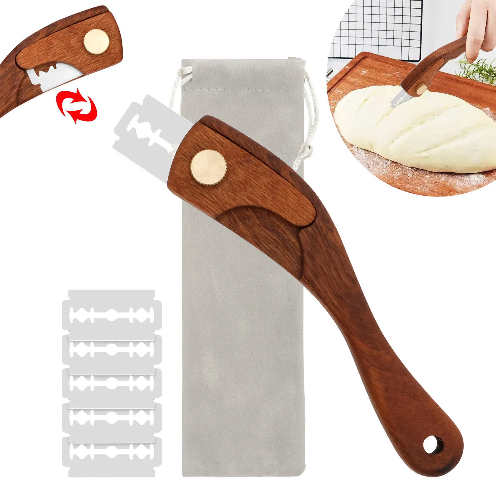 Bread Scoring Knife Bread Lame Baking Dough Knife with Stainless Steel Blades Dough Scoring Knife Tool for Sourdough Bread
Bread Scoring Knife Bread Lame Baking Dough Knife with Stainless Steel Blades Dough Scoring Knife Tool for Sourdough Bread