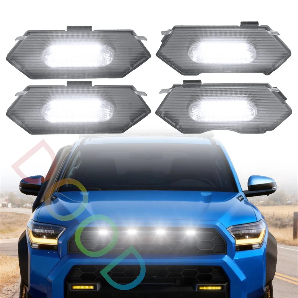 Белые светодиодные фонари для решетки радиатора из ABS-пластика, подходят для Toyota 4Runner 2025-2026, TRD Pro, Trailhunter, аксессуары для освещения решетки.
Белые светодиодные фонари для решетки радиатора из ABS-пластика, подходят для Toyota 4Runner 2025-2026, TRD Pro, Trailhunter, аксессуары для освещения решетки.