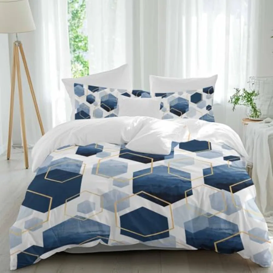 Marble Duvet Cover Queen Size 3-Piece Geometric Hexagon Bedding Quilt/Comforter Covers Set Gold White Reversible Bed Pillowcase
Marble Duvet Cover Queen Size 3-Piece Geometric Hexagon Bedding Quilt/Comforter Covers Set Gold White Reversible Bed Pillowcase