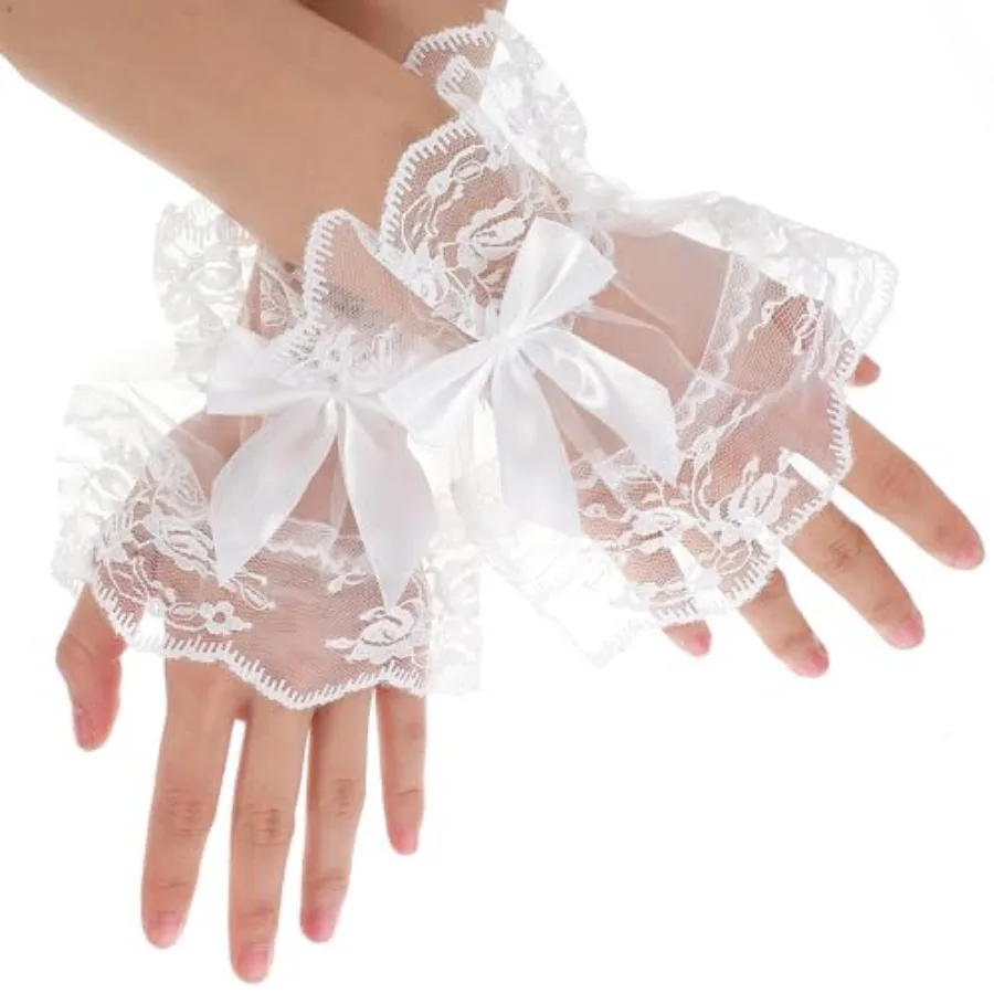2 PCS Women White Lace Gloves Fingerless Wrist Lace Cuffs Christmas White Gloves, Floral Wrist Cuff Glove Bow Ruffled Short Cuf
2 PCS Women White Lace Gloves Fingerless Wrist Lace Cuffs Christmas White Gloves, Floral Wrist Cuff Glove Bow Ruffled Short Cuf