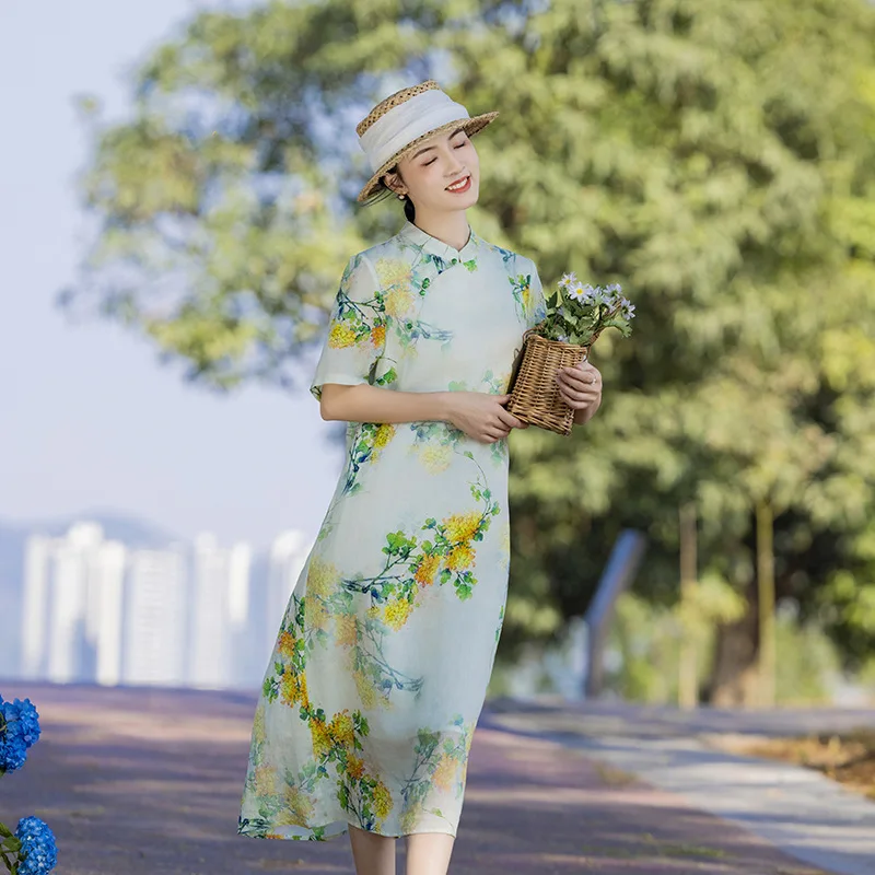 Cotton and linen women's ramie dress spring and summer stand-up collar Chinese style retro cheongsam fashion casual versatile si
Cotton and linen women's ramie dress spring and summer stand-up collar Chinese style retro cheongsam fashion casual versatile si
