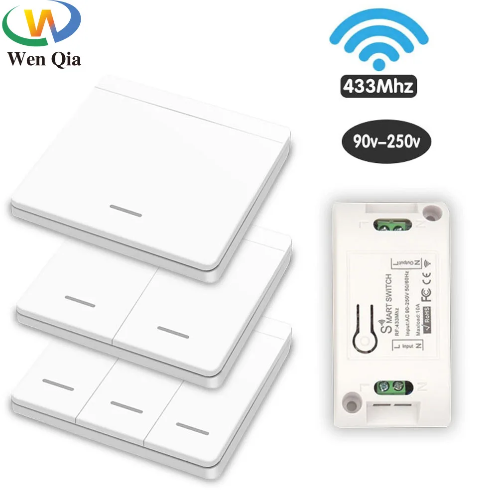 Wireless Smart Light Switch Push Button Wall Switch 433Mhz RF Universal Remote Control AC 90V 250V 10A Relay Receiver for Lamp
Wireless Smart Light Switch Push Button Wall Switch 433Mhz RF Universal Remote Control AC 90V 250V 10A Relay Receiver for Lamp