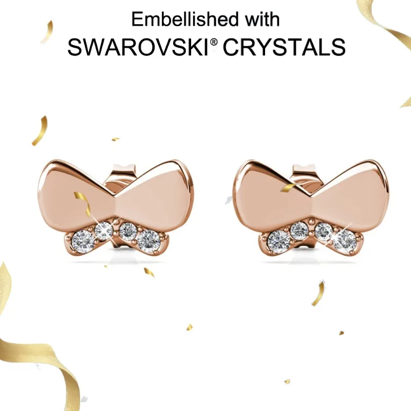 Daisini 925 Sterling Silver Cute Bow Stud Earrings with Swarovski Crystal for Women Little Girls 18K White Gold Plated Elegant
Daisini 925 Sterling Silver Cute Bow Stud Earrings with Swarovski Crystal for Women Little Girls 18K White Gold Plated Elegant