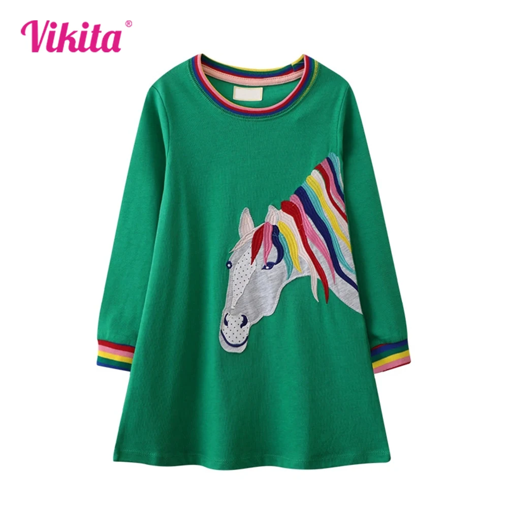 VIKITA 2025 Children Clothes Kids Cotton Casual Straight Green Dresses Girls Horse Cartoon Appliqued School Daily Fashion Wear
VIKITA 2025 Children Clothes Kids Cotton Casual Straight Green Dresses Girls Horse Cartoon Appliqued School Daily Fashion Wear