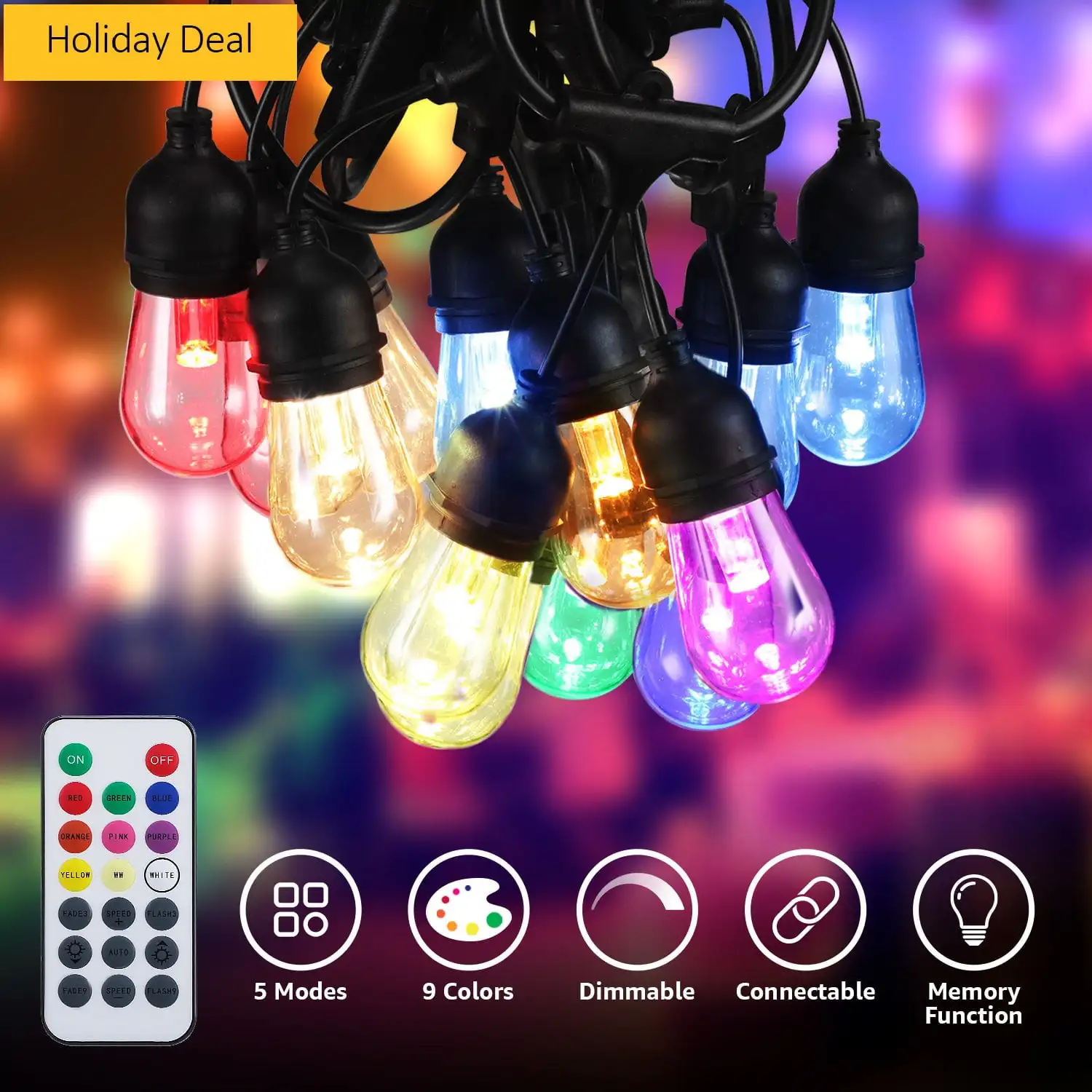 Светодиодные уличные гирлянды RGB длиной 50 футов, атмосферостойкие гирлянды для патио, 15 розеток, 17 лампочек в комплекте
Светодиодные уличные гирлянды RGB длиной 50 футов, атмосферостойкие гирлянды для патио, 15 розеток, 17 лампочек в комплекте