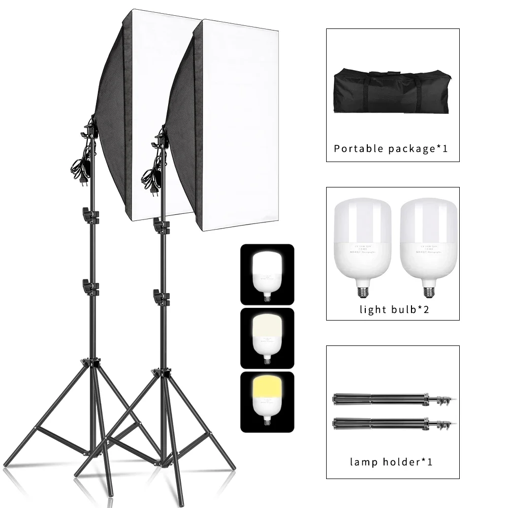 2/3 PACK Photography Lighting Kit Professional Photography 50x70CM E27 Photo Studio Camera Feflector Photo Video Shoot Softbox
2/3 PACK Photography Lighting Kit Professional Photography 50x70CM E27 Photo Studio Camera Feflector Photo Video Shoot Softbox
