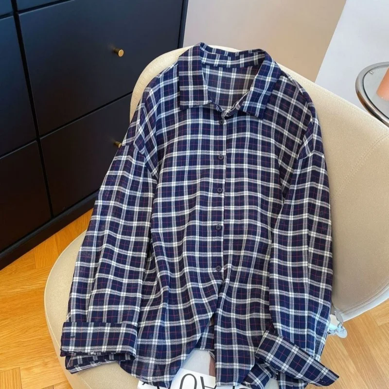 Spring Summer Women Men's Plaid Blue Shirts Vintage Y2k Harajuku Long Sleeve Sunscreen Oversize Blouse Button Streetwear Shirts
Spring Summer Women Men's Plaid Blue Shirts Vintage Y2k Harajuku Long Sleeve Sunscreen Oversize Blouse Button Streetwear Shirts