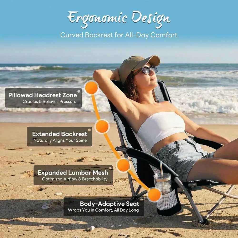 Beach Chair Folding Camping Chair For Adults, Low Profile Lawn Chair With Cup Holders Carry Bag, Compact Low Profile Chair For
Beach Chair Folding Camping Chair For Adults, Low Profile Lawn Chair With Cup Holders Carry Bag, Compact Low Profile Chair For