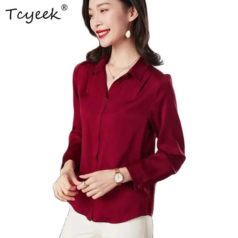 Tcyeek, 91%Natural Silk Elegant Shirt, Women Long Sleeve Polo Neck Solid, Commute OL Fashion Blouses, Summer Autumn T47584QM
Tcyeek, 91%Natural Silk Elegant Shirt, Women Long Sleeve Polo Neck Solid, Commute OL Fashion Blouses, Summer Autumn T47584QM