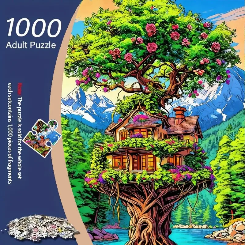 1000pcs Treehouse River Puzzle | Vibrant Whimsical Scene, Premium Cardboard, Portable, Stress-Relieving for Couples, Family, G
1000pcs Treehouse River Puzzle | Vibrant Whimsical Scene, Premium Cardboard, Portable, Stress-Relieving for Couples, Family, G