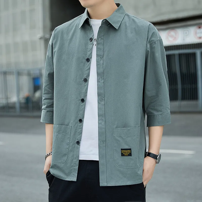 Loose Fit Men's Shirt Summer New Style Seven Sleeve Short Sleeve Casual Fashion Cotton Ice Silk Workwear Outerwear Coat
Loose Fit Men's Shirt Summer New Style Seven Sleeve Short Sleeve Casual Fashion Cotton Ice Silk Workwear Outerwear Coat